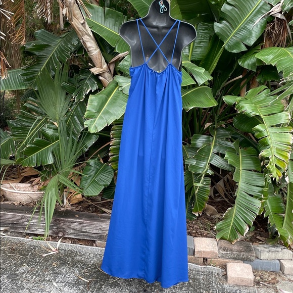 Finn and clover, black lace trimmed blue slip dress - Picture 4 of 7